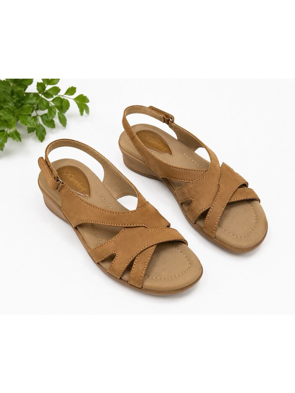 Comfort Well Women’s Comfort Sandals Tan Leather Slingback Size 8M